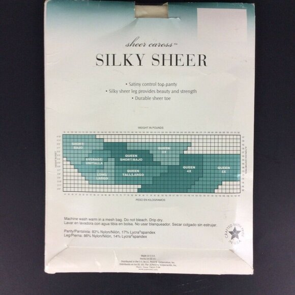 JCPenney Sheer Caress Silky Sheer Pantyhose Queen Short Bone Control Top - Picture 2 of 3